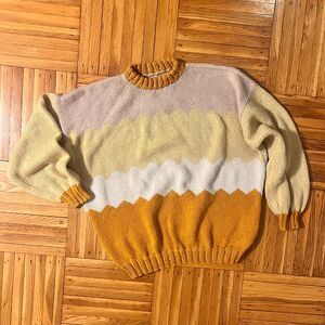 Multicolor Cozy Knit Oversized Sweater | Soft Midweight Pullover